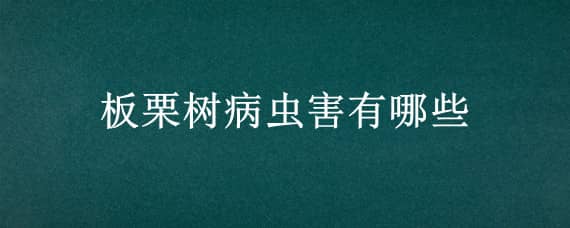 板栗树病虫害有哪些（板栗树病虫害有哪些防治方法）