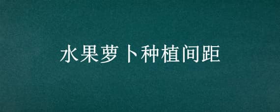 水果萝卜种植间距 水果萝卜种植技术与栽培时间