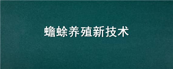 蟾蜍养殖新技术（蟾蜍养殖新技术书籍）