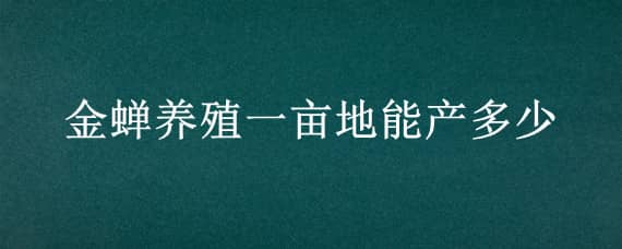 金蝉养殖一亩地能产多少（金蝉养殖一亩地能产多少斤果子）