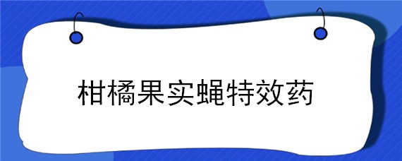 柑橘果实蝇特效药 果实蝇危害柑橘的防治