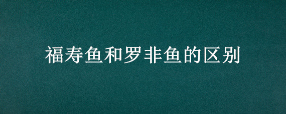 福寿鱼和罗非鱼的区别（福寿鱼和罗非鱼是一样的吗）