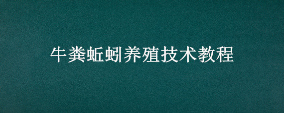 牛粪蚯蚓养殖技术教程 蚯蚓用牛粪养殖技术