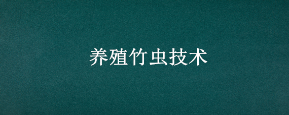 养殖竹虫技术（竹虫养殖技术培训竹虫的生长环境）