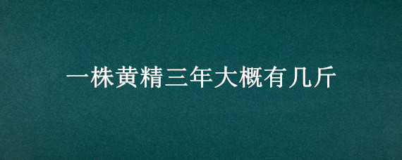 一株黄精三年大概有几斤（黄精一斤一年可以长多少）