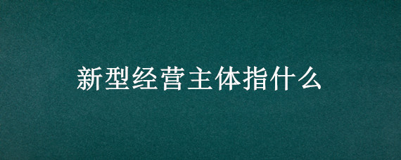 新型经营主体指什么（新型经营主体带动的形式有哪些）