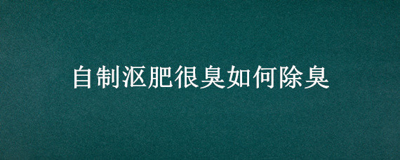 自制沤肥很臭如何除臭（沤肥怎么除臭）