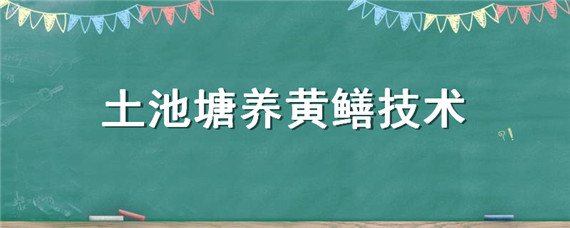 土池塘养黄鳝技术（土池黄鳝养殖最新技术）