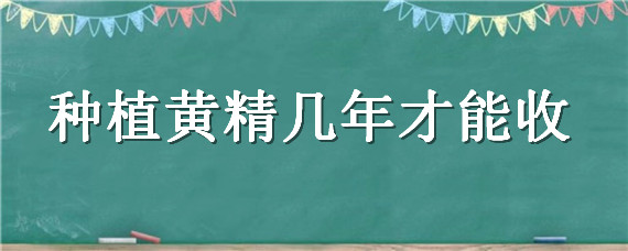 种植黄精几年才能收 种植黄精几年才可以收