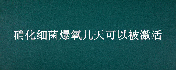 硝化细菌爆氧几天可以被激活（加完硝化细菌需要爆氧多久）