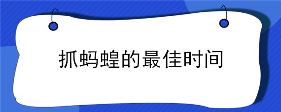 抓蚂蝗的最佳时间（抓蚂蝗用什么方法）