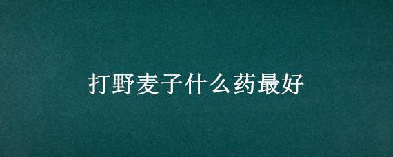 打野麦子什么药最好（打野麦子用什么药最好）