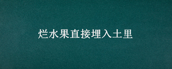 烂水果直接埋入土里（烂水果直接埋入土里土发霉了）