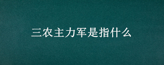 三农主力军是指什么（三农问题的主力军）