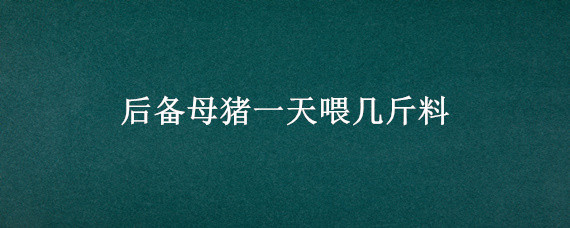后备母猪一天喂几斤料 母猪多少斤喂后备料
