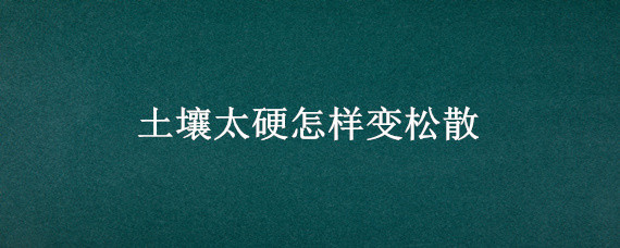 土壤太硬怎样变松散 土壤太硬怎样变松散加什么维生素