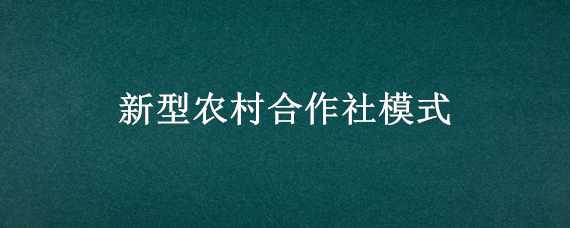 新型农村合作社模式（新型农村合作社模式债务调研）