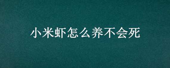 小米虾怎么养不会死（米虾为什么养不活）