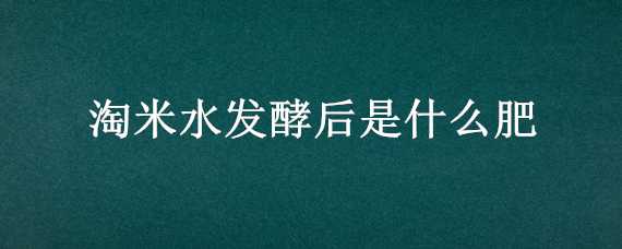 淘米水发酵后是什么肥（淘米水发酵后是什么肥料）