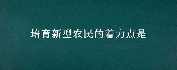 培育新型农民的着力点是（培育新型农民的着力点是?）