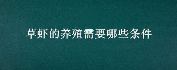 草虾的养殖需要哪些条件 草虾的养殖需要哪些条件呢