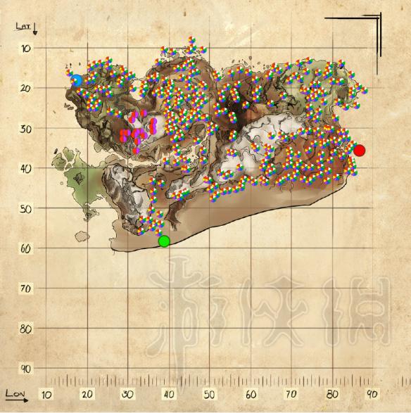 方舟生存进化仙境传说地图全资源点分布图示详解 金属