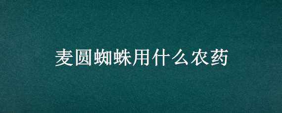 麦圆蜘蛛用什么农药 麦圆蜘蛛用什么农药杀死