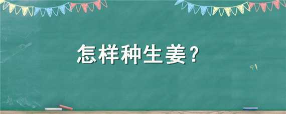 怎样种生姜（怎样种生姜又长又大）