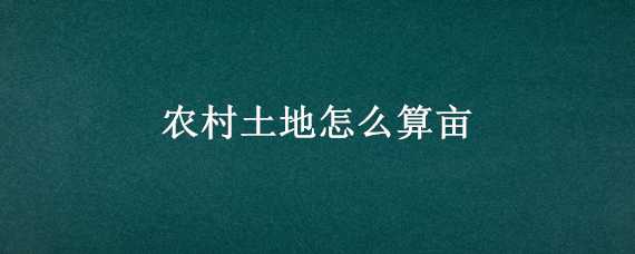 农村土地怎么算亩 农田怎么算亩