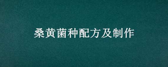 桑黄菌种配方及制作 桑黄菌种配方及制作方法