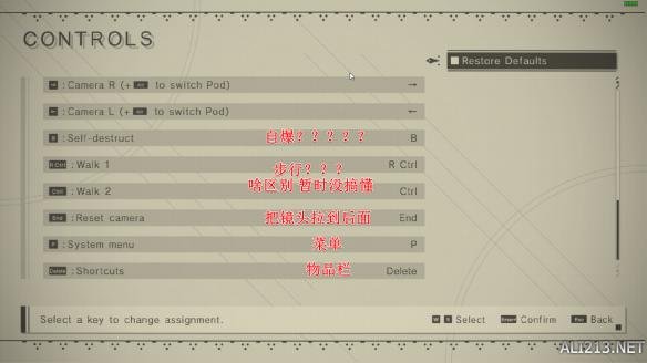 尼尔机械纪元按键修改界面中英文对照一览 按键怎么修改？
