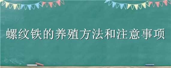 螺纹铁的养殖方法和注意事项 螺纹铁的养殖方法和注意事项有哪些