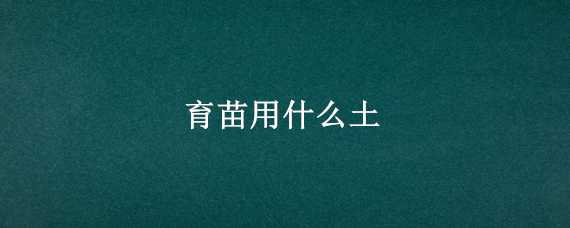 育苗用什么土 育苗用什么土好