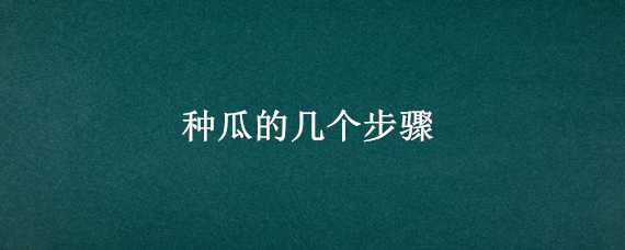 种瓜的几个步骤（种瓜的几个步骤图）