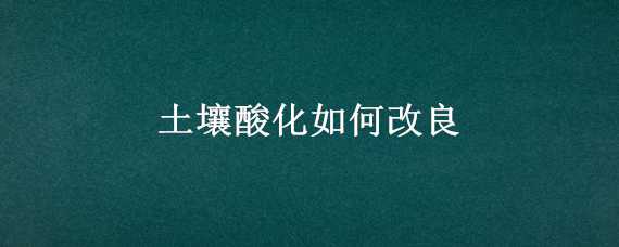 土壤酸化如何改良 土壤酸化如何改良化学