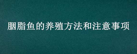 胭脂鱼的养殖方法和注意事项 胭脂鱼的养殖方法和注意事项图片