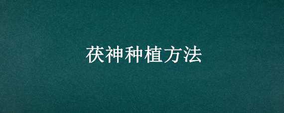 茯神种植方法 茯神种植方法图解