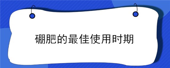 硼肥的最佳使用时期 水稻用硼肥的最佳使用时期