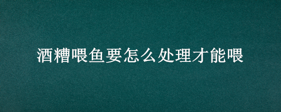 酒糟喂鱼要怎么处理才能喂 全部用酒糟可以直接喂鱼吗