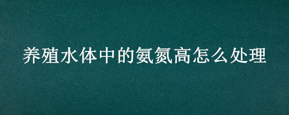 养殖水体中的氨氮高怎么处理 养殖水氨氮高怎么办