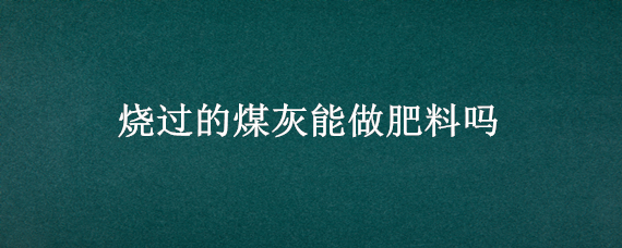 烧过的煤灰能做肥料吗 烧过的煤灰可以当肥料吗