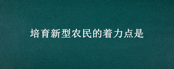 培育新型农民的着力点是 新型农民要以什么为导向