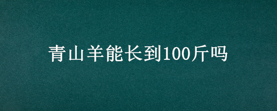 青山羊能长到100斤吗（青山羊多少斤）