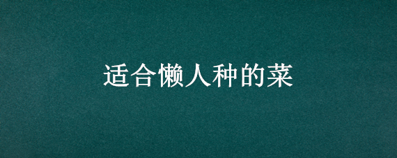 适合懒人种的菜 适合懒人种的菜和瓜果