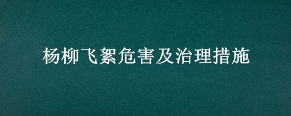 杨柳飞絮危害及治理措施（杨柳飞絮的危害）