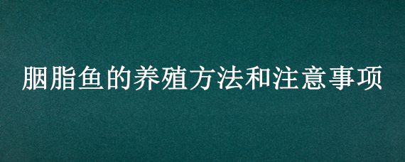 胭脂鱼的养殖方法和注意事项 胭脂鱼的饲养方法