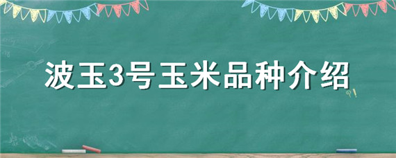 波玉3号玉米品种介绍 玉米品种泛玉三号