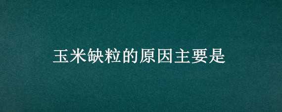 玉米缺粒的原因主要是 玉米缺粒的原因主要是,怎样补救