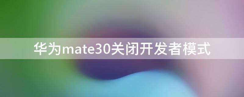 华为mate30关闭开发者模式