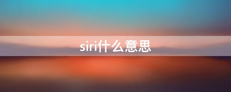 siri什么意思